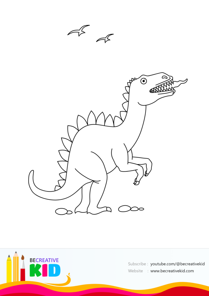 Learn coloring pages for coloring Dinosaur pdf download and fill color - how to fill color Dinosaur