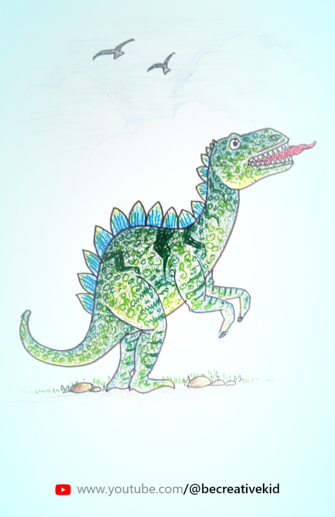 Learn coloring pages for coloring Dinosaur pdf download and fill color - how to fill color Dinosaur