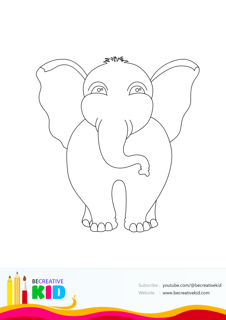 Free coloring page for coloring Elephant pdf download and fill color - how to fill color Elephant