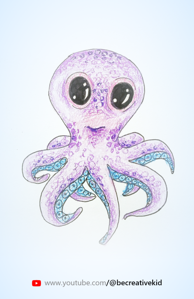 Free coloring page for coloring Octopus pdf download and fill color - how to fill color Octopus