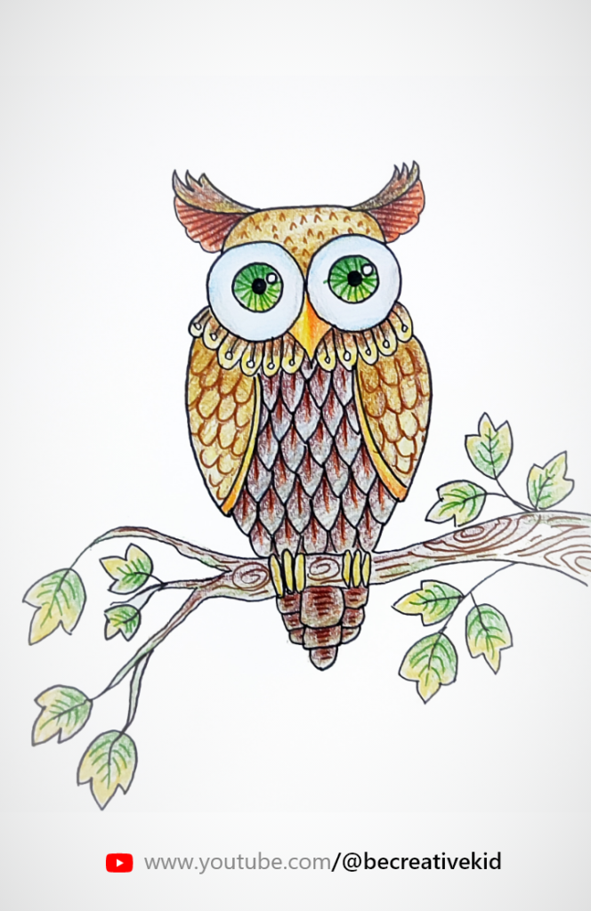 Free coloring page for coloring Owl pdf download and fill color - how to fill color Owl