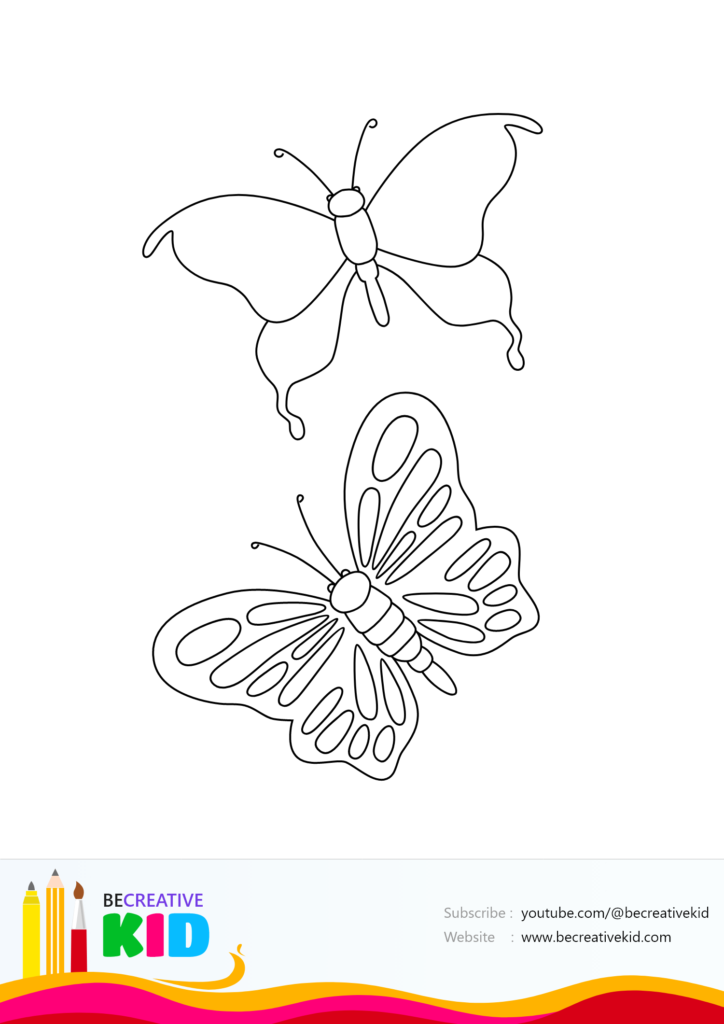 how to draw Butterfly - Coloring pages with beautiful contrast Download coloring page for coloring butterfly download it and fill pencil color - how to fill color butterfly
