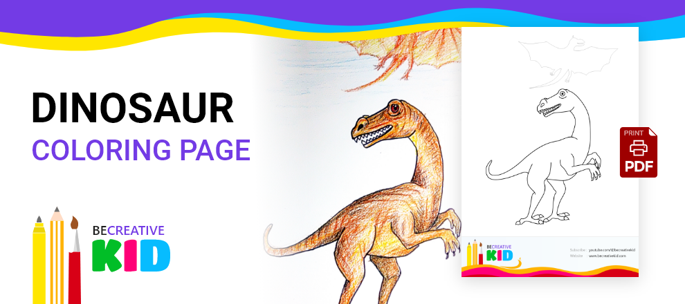 Free coloring page for coloring Dinosaur pdf download and fill color - how to fill color Dinosaur