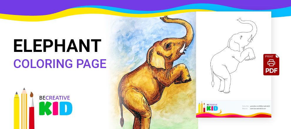 Download Free coloring page for coloring Elephant pdf download and fill color - how to fill color Elephant
