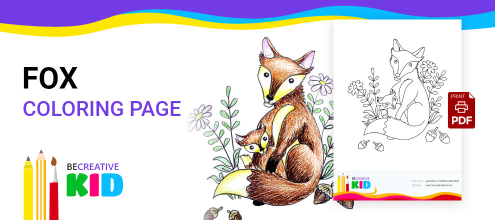Download Free coloring pagesa for coloring Fox pdf download and fill color - how to fill color Fox