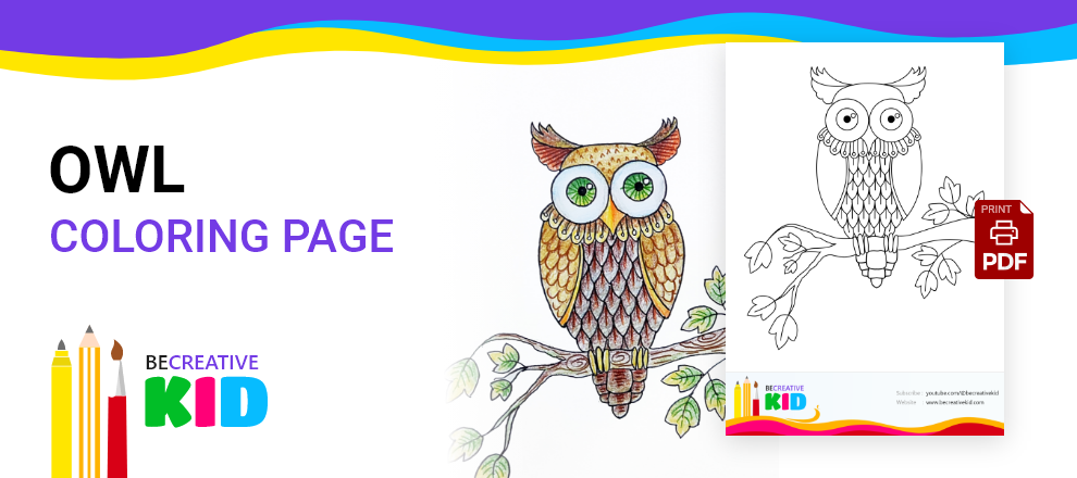 Free coloring page for coloring Owl pdf download and fill color - how to fill color Owl