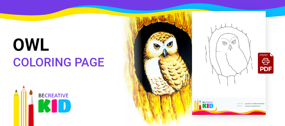 Download Free coloring pages for coloring Owl pdf download and fill color - how to fill color Owl