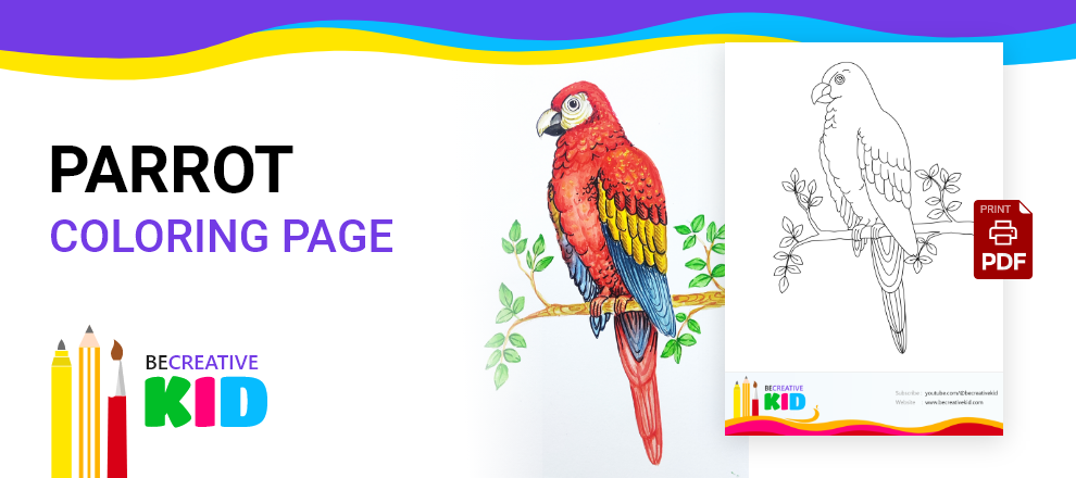 Download free coloring page for coloring Parrot pdf download and fill color - how to fill color Parrot