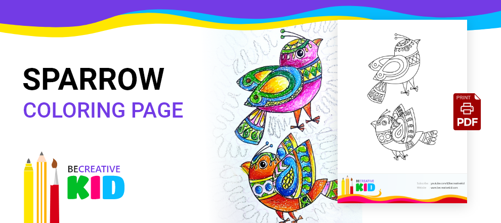 Free coloring page for coloring Sparrow pdf download and fill color - how to fill color Sparrow